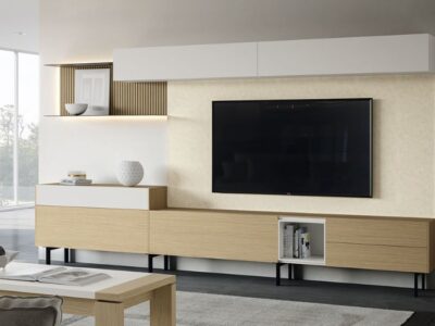 613. Composición 19 para salón. Mueble de TV con estanterías modulares