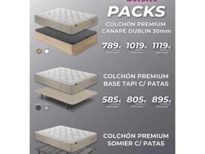 Pack somier / base tapizada o canapé con colchón Premium