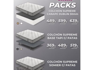 Pack somier / base tapizada o canapé con colchón Supreme