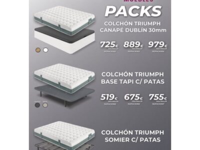 Pack somier / base tapizada o canapé con colchón Triumph
