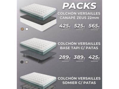 Pack somier / base tapizada o canapé con colchón Versailles