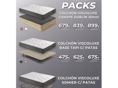 Pack somier / base tapizada o canapé con colchón Viscoluxe