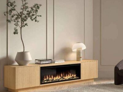 105 - Mueble TV B020 con espacio para chimenea integrada