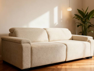 363 - Sofá relax Osca con asientos deslizantes y cabezal italiano