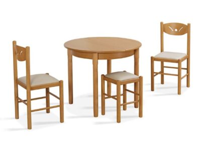 325 - Mesa Isla redonda extensible con silla Lira