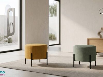 191 - Puff Herman con patas metálicas y diseño contemporáneo